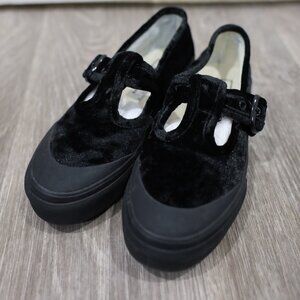 Women's Vans Black Crushed Velvet Mary Jane Sneakers